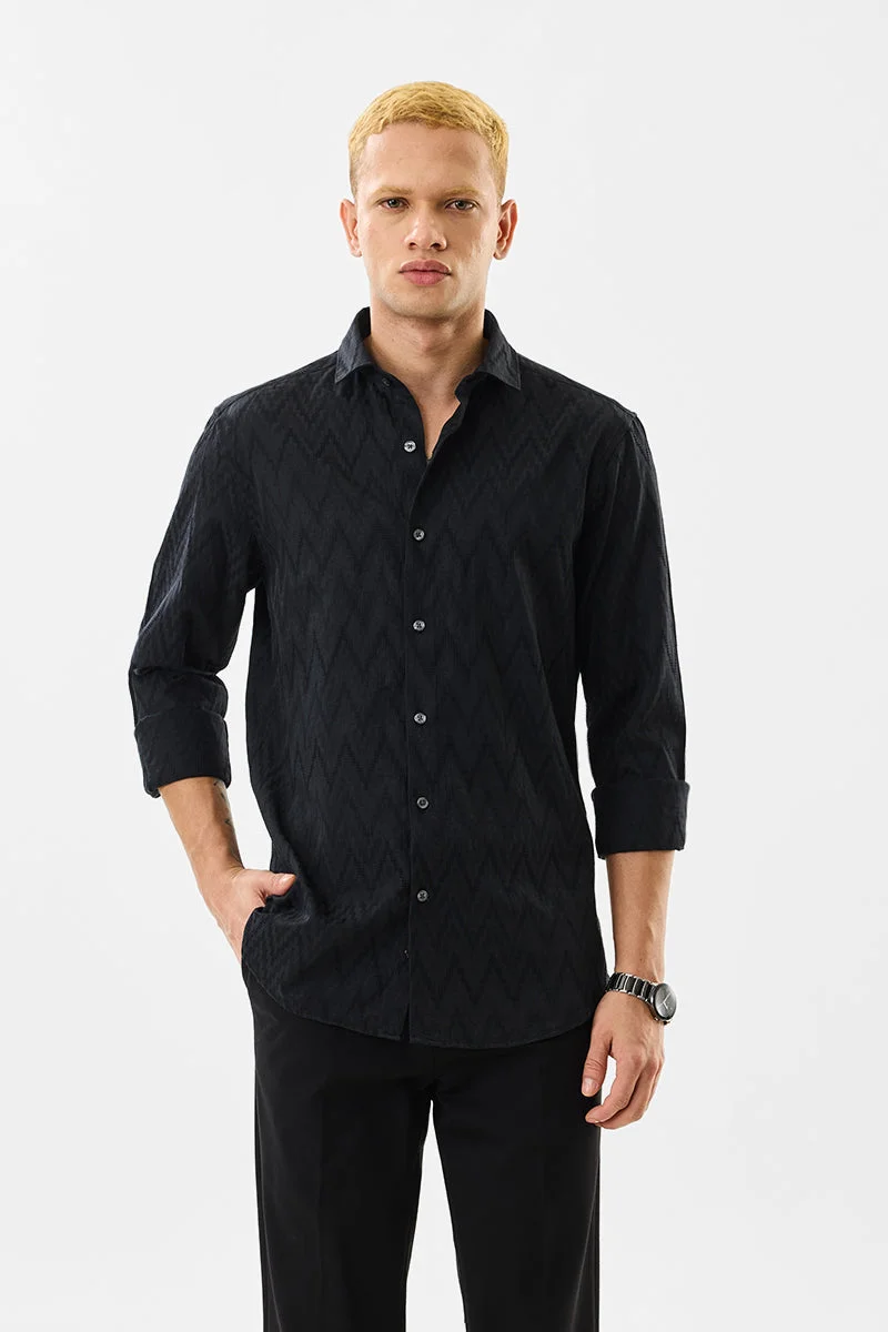 سنيتش Slim Fit Textured Jacquard Shirt